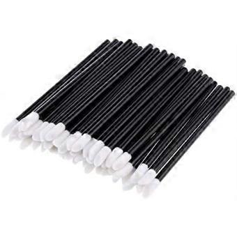 50pcs Disposable Lip Gloss Wands with Brushes – Professional Quality Black Lipstick Applicators for Spa, Salon, and Travel