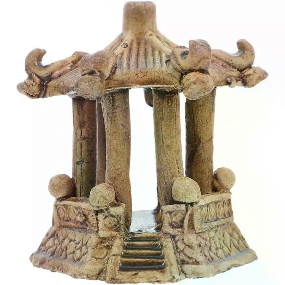 Ceramic Hexagonal Pagoda Model, Terrarium Fish Tank Decor