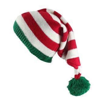 Gorro de Navidad festivo tejido con pompón, gorro de Papá Noel a rayas para adultos, gorro de invierno cálido para hombres y mujeres. (Marca: lsy)