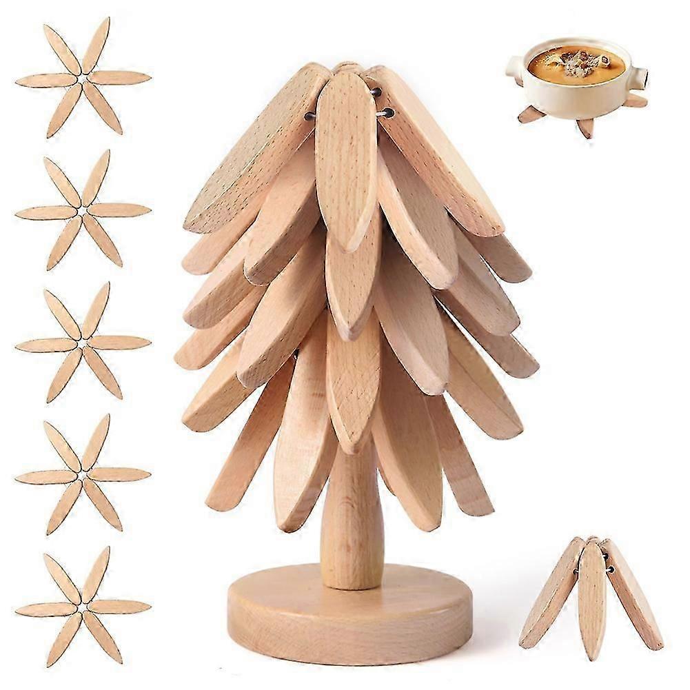 Rustic Wood Tree Trivets 5 Pack