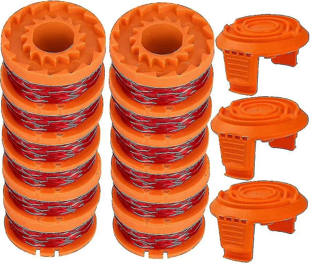 Replacement Trimmer Spool Line 0.065 Compatible With Worx Wg154 Wg163 Wg160 Wg180 Wg175 Wg155 Wg151 String Trimmer (12 Spools + 3 Caps)