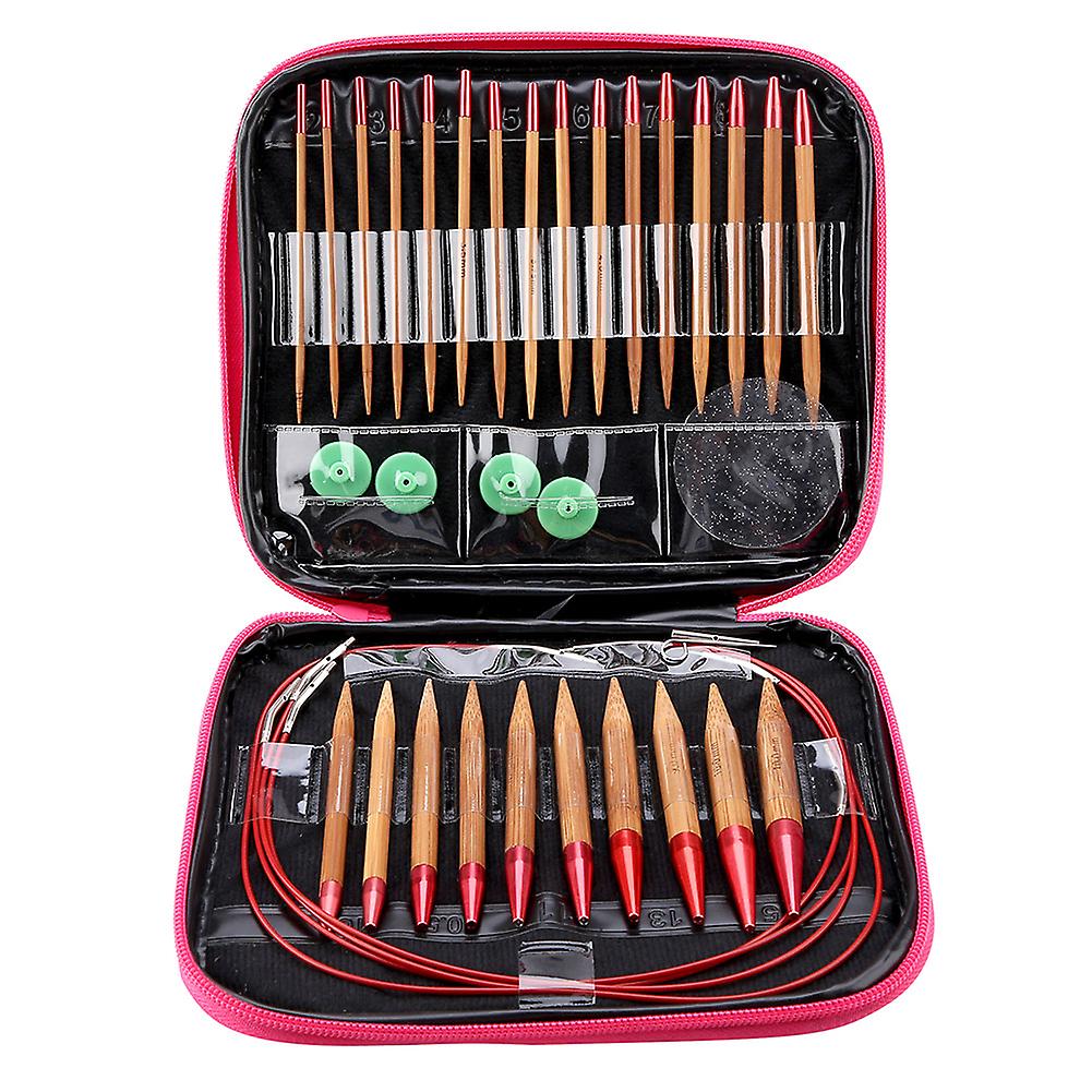 Interchangeable Carbonized Bamboo Needles Set Aluminum Circular Knitting Needles Ring Set