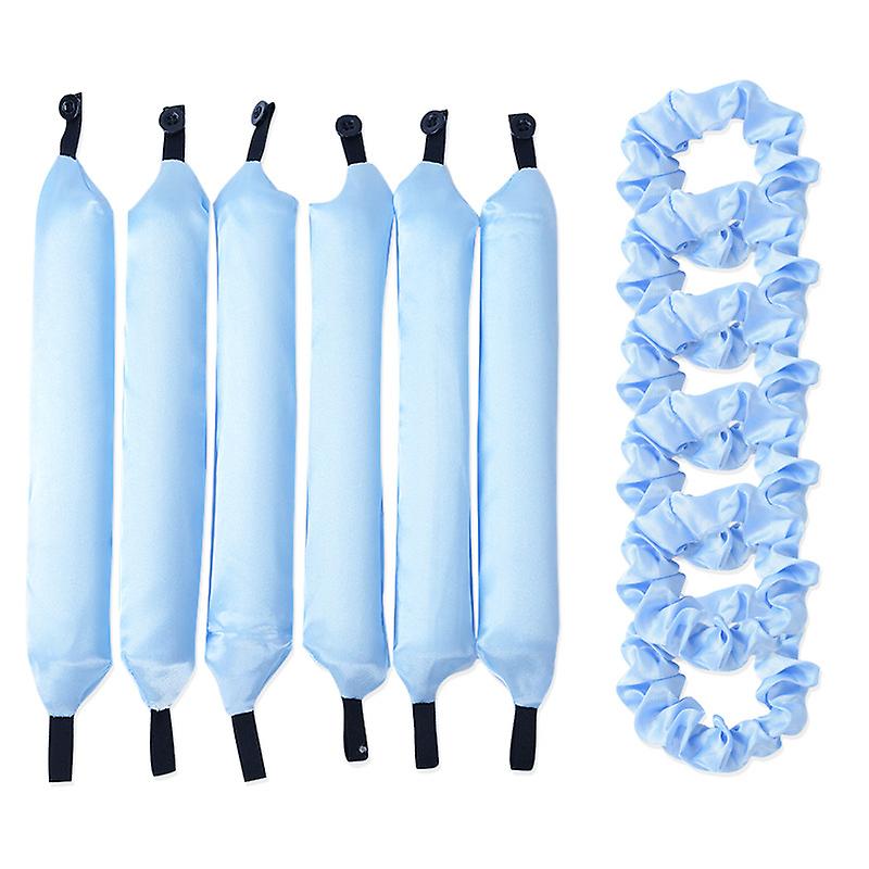 Lazy Curling Iron Set Of 6, Curling Bar With Button, Big Wavy Satin Foam Curling Artifact