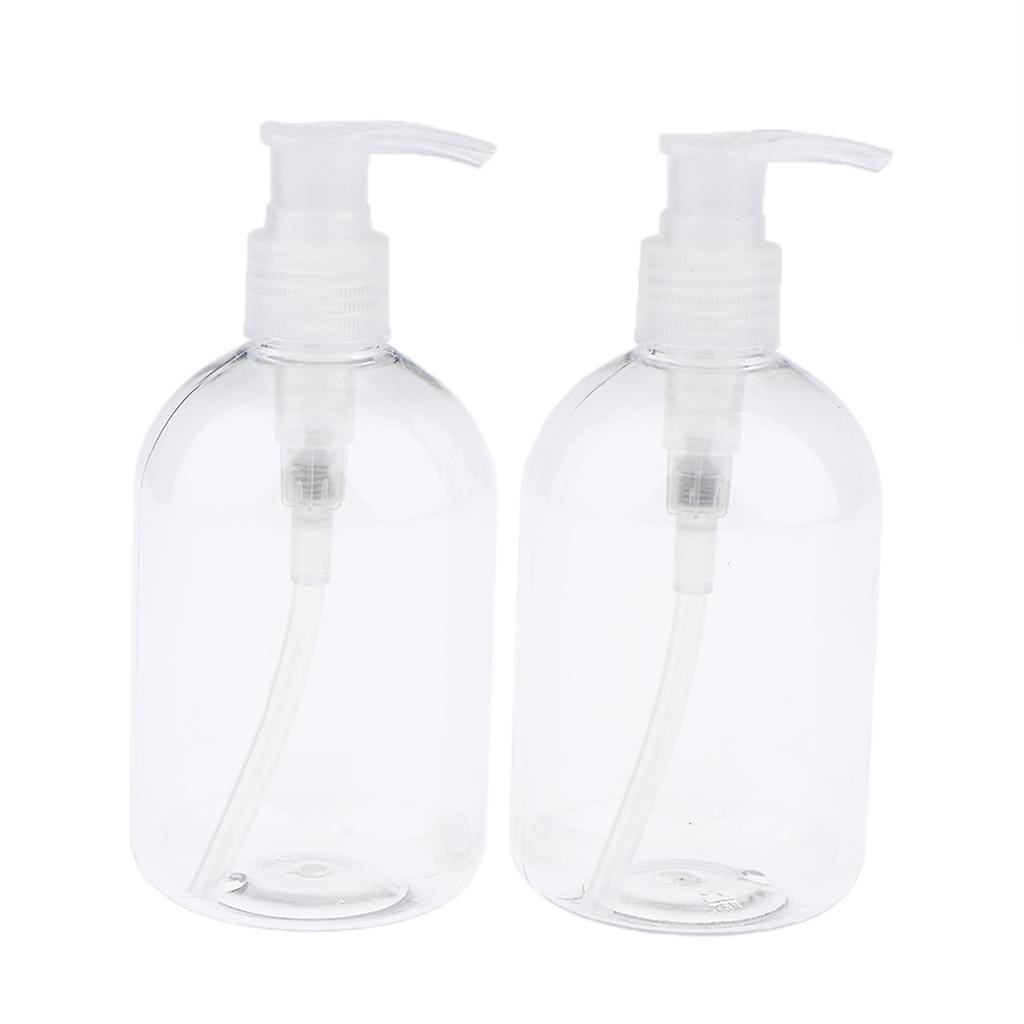 2pcs Empty Cosmetic Pump Dispenser PET Plastic Bottle 350ml 350ml Clear Pump