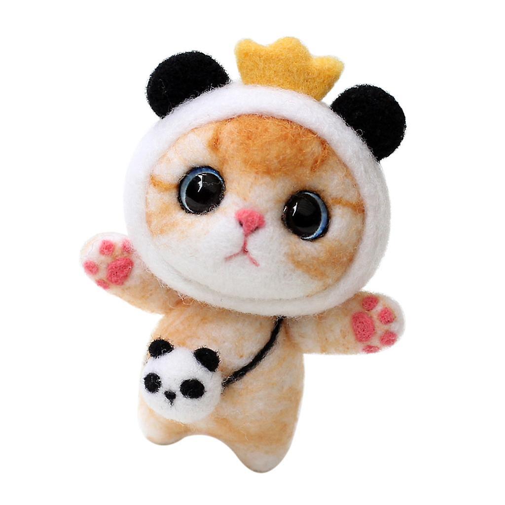 DIY Handmade Cat Needle Felting Kit for Beginners with Basic Tools White