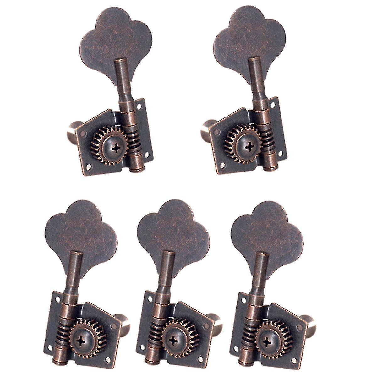 5pcs Guitar Vintage Open Tuning Key Pegs Machine Heads Tuners 2l3r For 5 Strings Bass Red