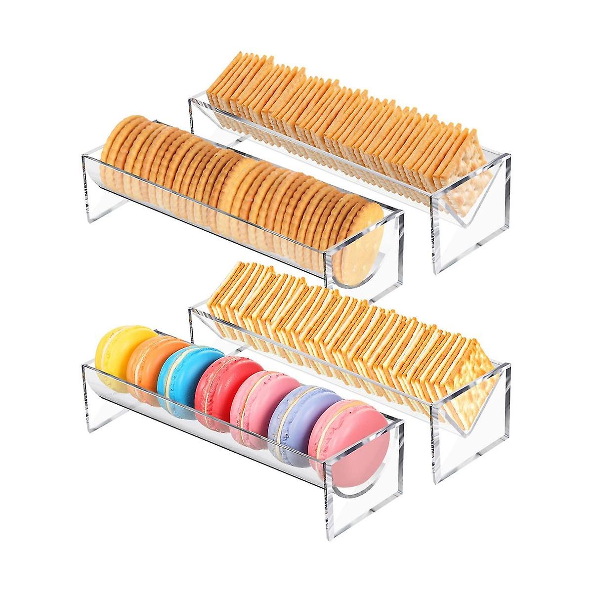 4 Pieces Clear Cracker Tray for Serving Rectangular Cracker Holder Acrylic Serving Tray Food Displa