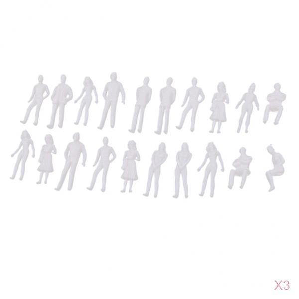 60Pieces 1/50 Scale Unpainted Model People Architectural Mini Figures Kit