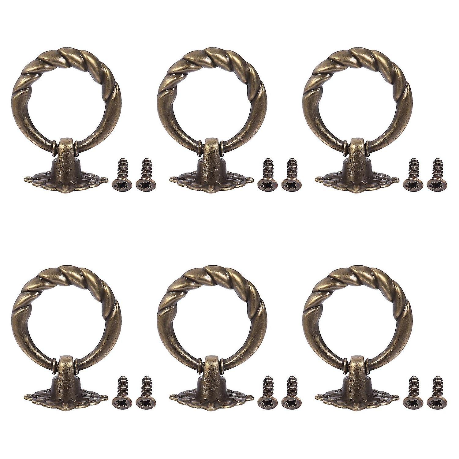6pcs Vintage Knobs Solid Zinc Alloy Handles Pull Knobs For Jewelry Box
