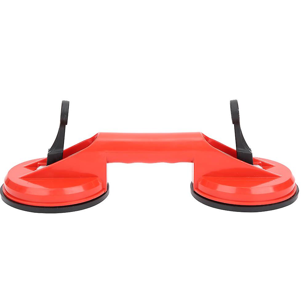 Double Suction Cup Red Plastic DoubleHead Glass Puller Tile Floor Extractor 11.5cm