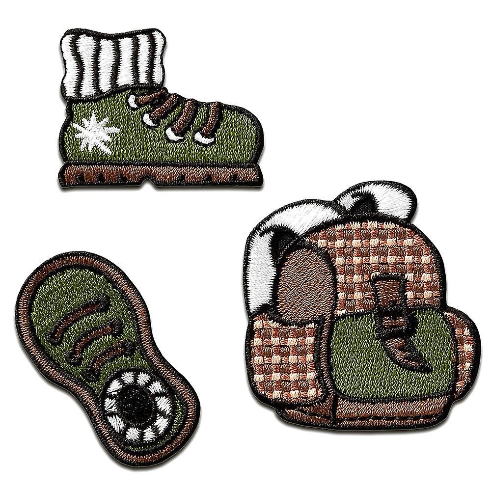 Patch / Iron-on Patch - Set Mountaineering Shoe Backpack - Brown - Various Sizes - Iron-On Patches