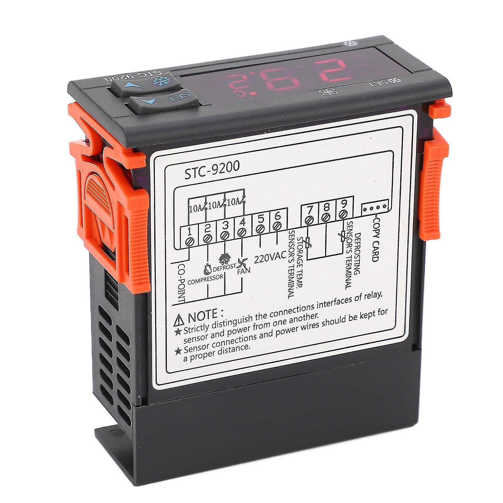 Digital Temperature Controller Dual Sensor LED Screen Thermostat for Cold Cabinet Freezer 220VAC 