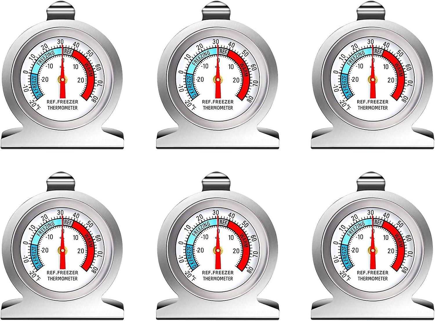 6-Pack Refrigerator Thermometer for Freezer Cooler with Hook and Stand