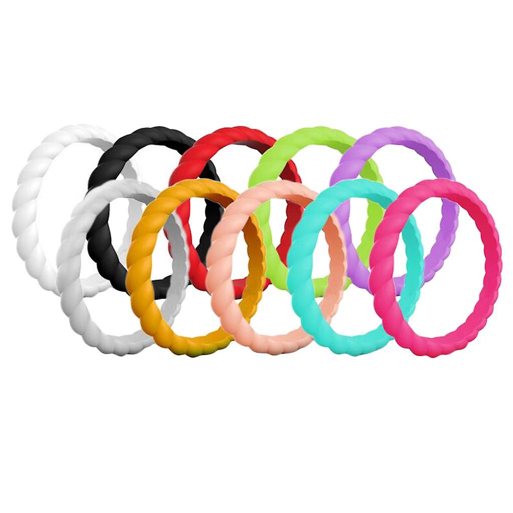 10 pièces multicolore Unisexe anneau en silicone flexible en caoutchouc taille 4