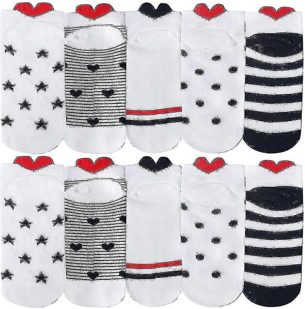 Women's Cotton 10 Pairs Heart Pattern Multicolored