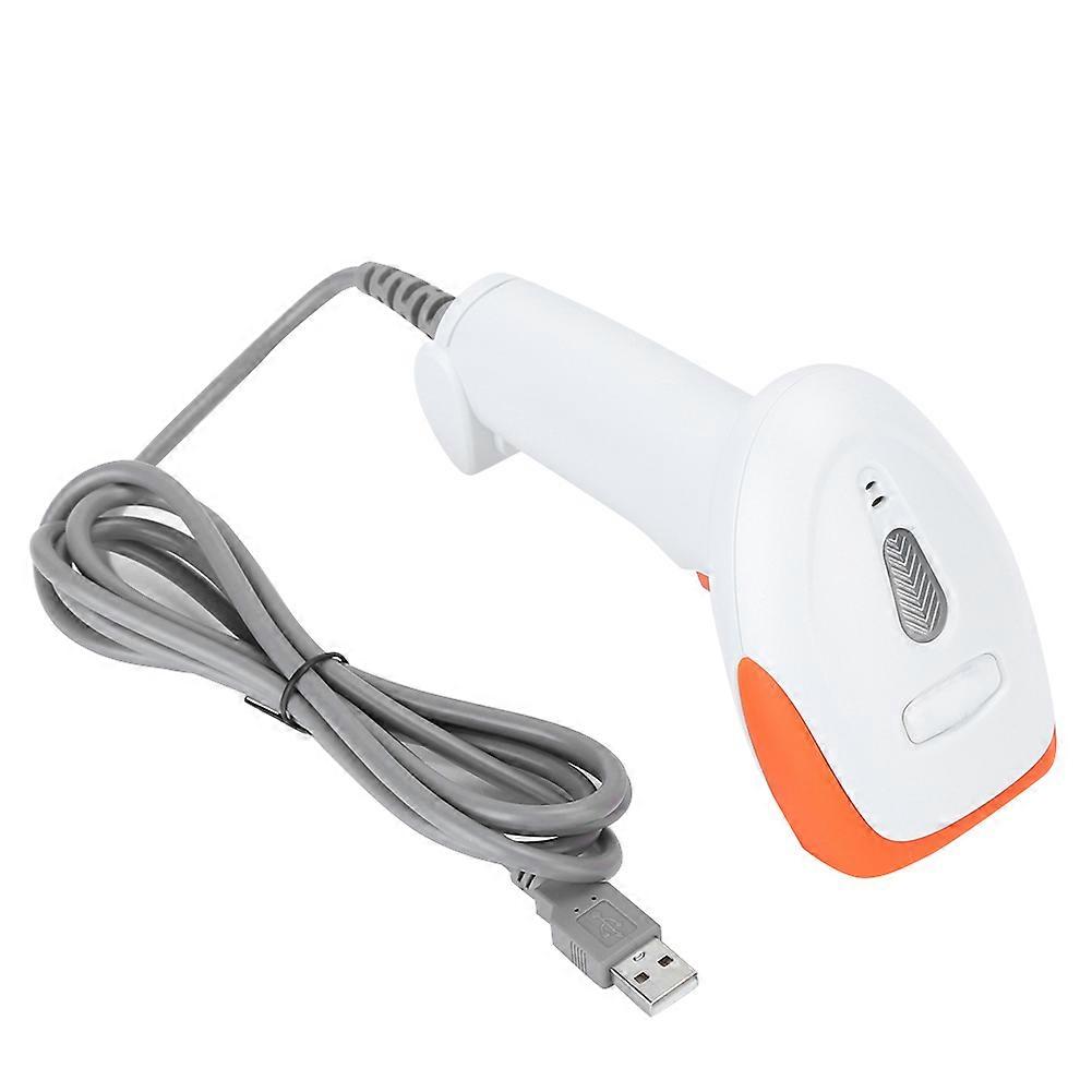 Barcode Scanner 1D Dimensional Wired Laser Automatic Scanning Label Reader for Supermarket ShopWhite A-B
