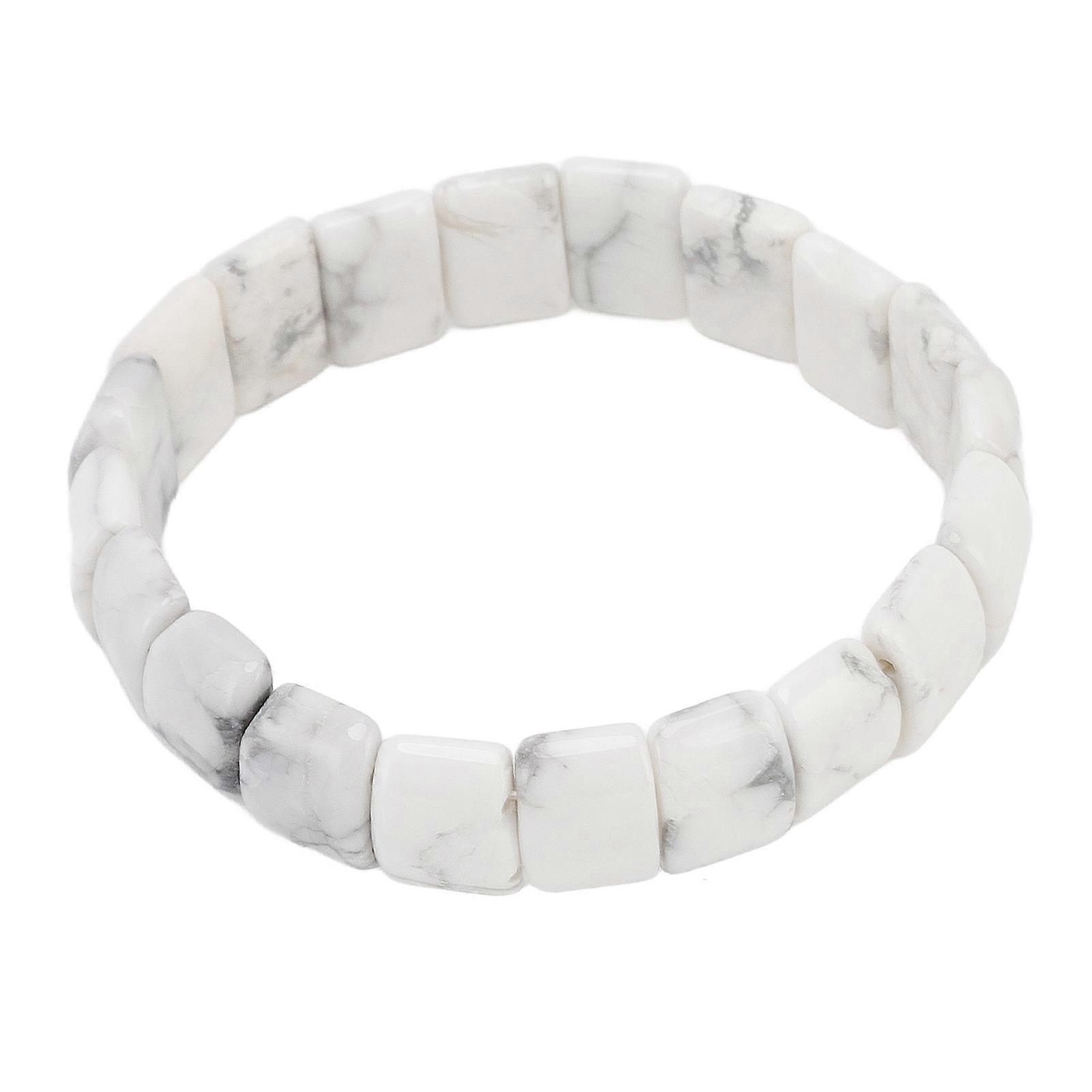 Natural Stone Bracelets, White Pine Color, Rectangle Beads