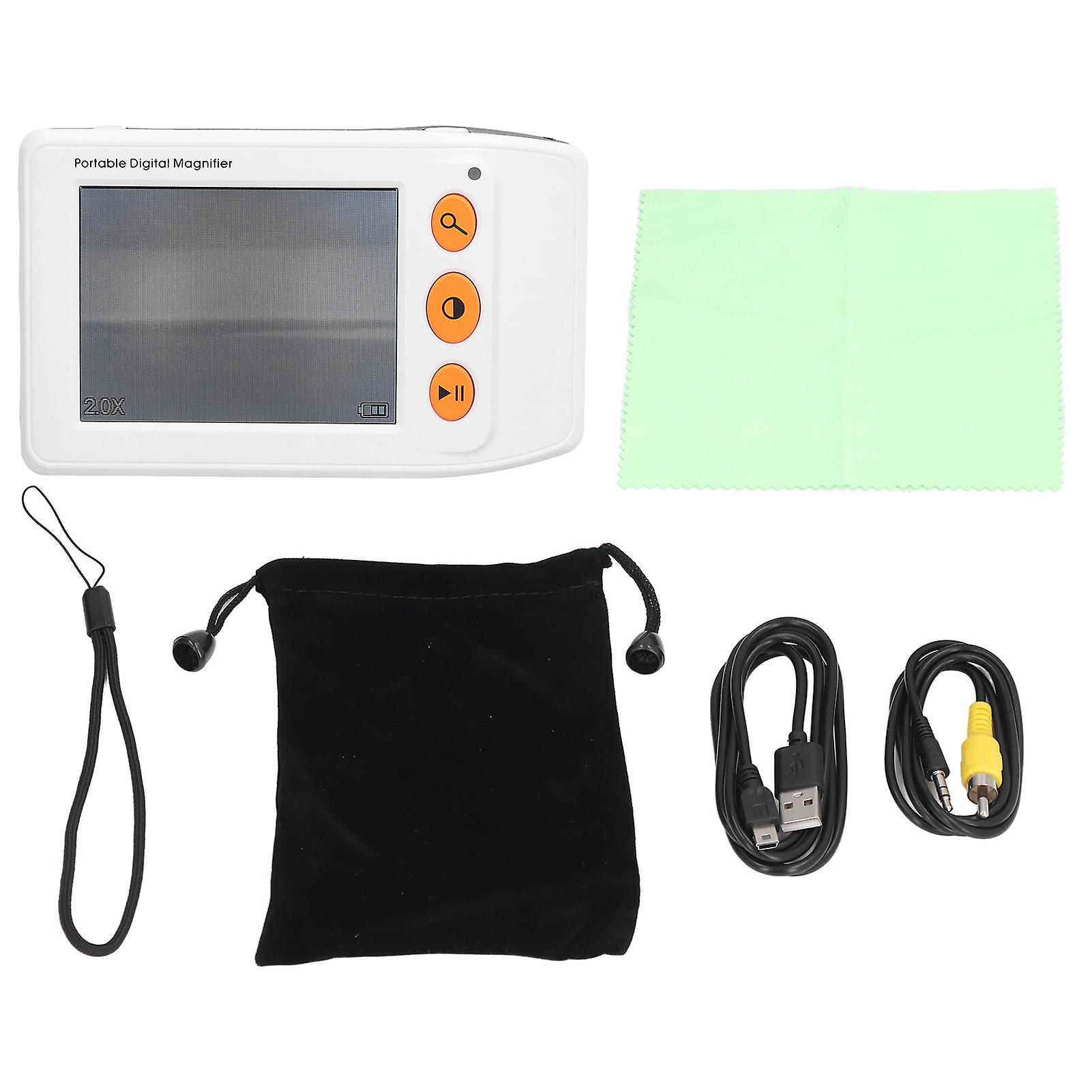 Loupe vidéo numérique portable 3,5 pouces, zoom 2X-25X, aide à la lecture électronique avec 8 modes de couleur pour malvoyants, blanc