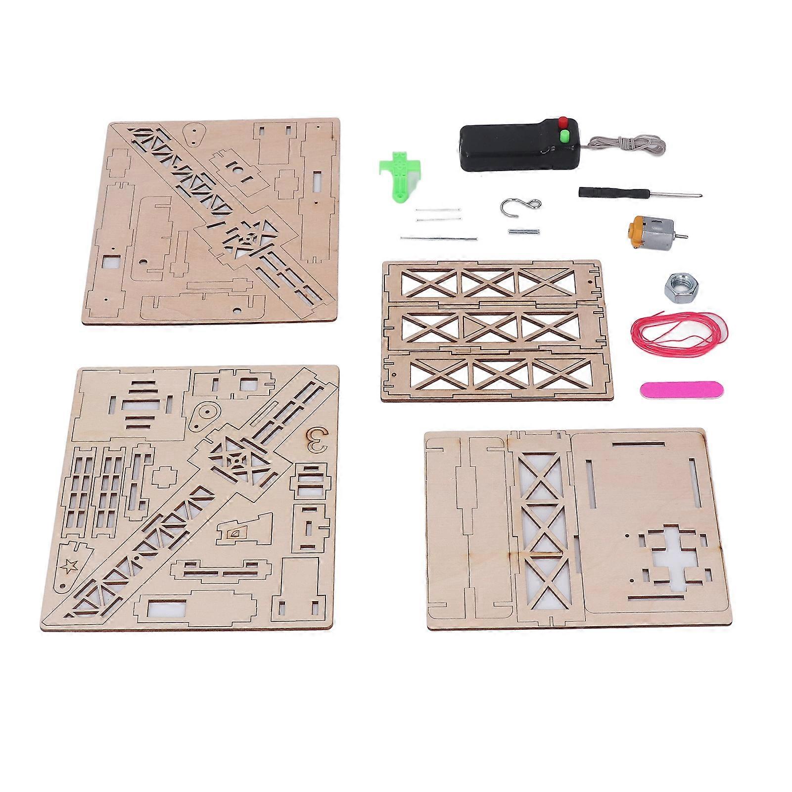 Wooden Crane Model Composite Wood Remote Control Educational 3D Crane Assembly Model for Experiment 