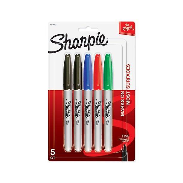 Sharpie Permanent Markers, Fine Point, Assorted Colors, 5 Count
