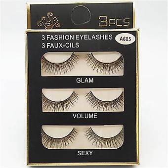 99% Sale 3 Pairs False Eyelashes 3D Glam Volume Sexy Natural Volume Eyelashes Beauty Tool Natural Thick Soft Extension Makeup~15031