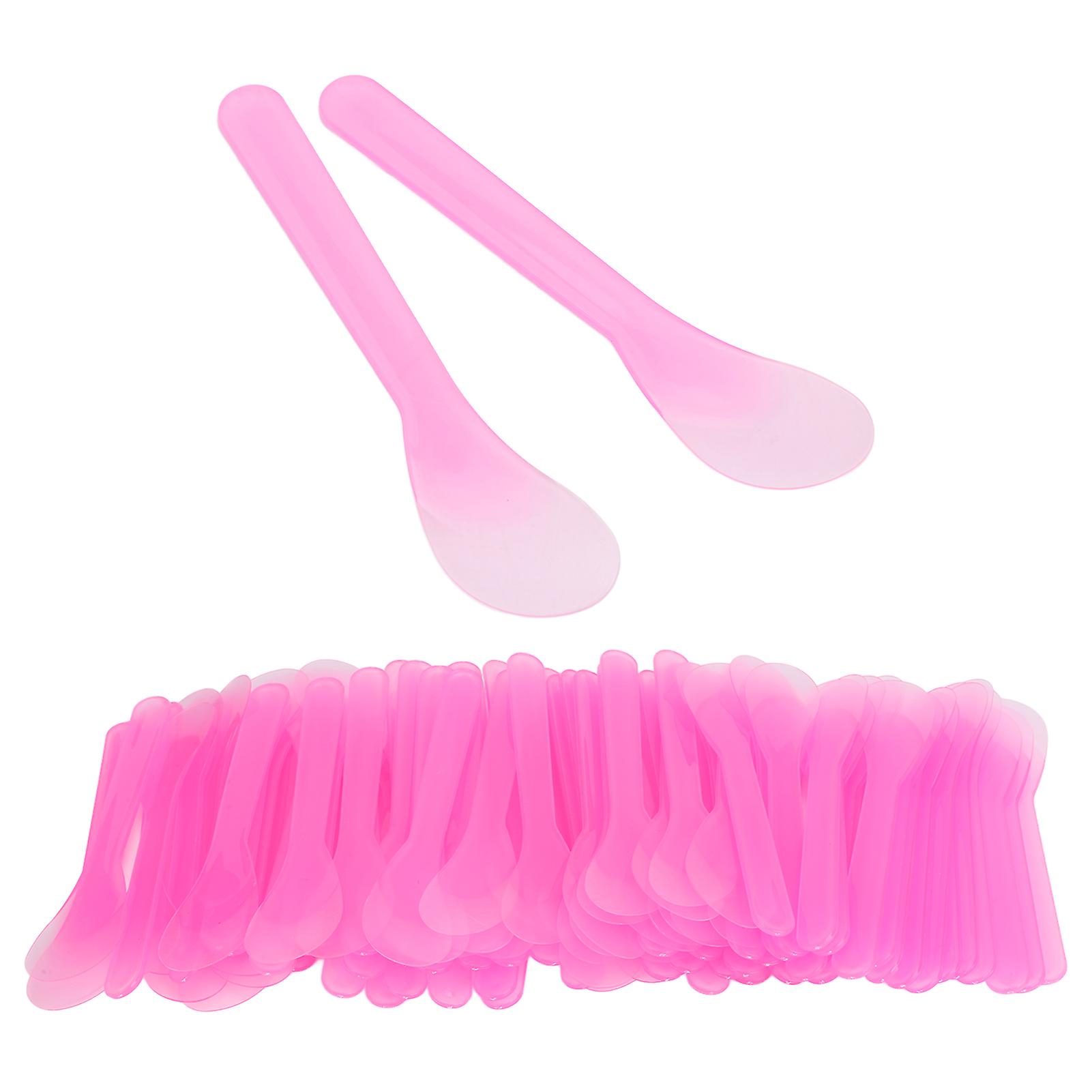 100pcs Pink Translucent 12.6cm Disposable Cosmetic Spatulas