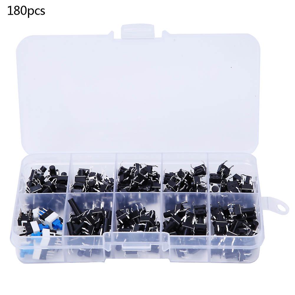 180PCS Push Button Switch Kit - 10 Models Micro Tactile Touch Switches with Case