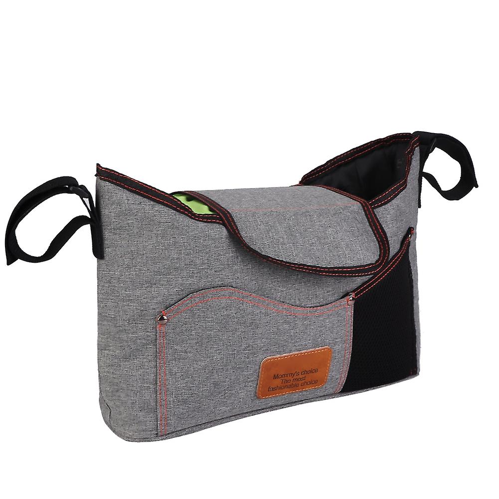 Large Capacity Gray Hanging Stroller Organizer Bag 11x33x23cm