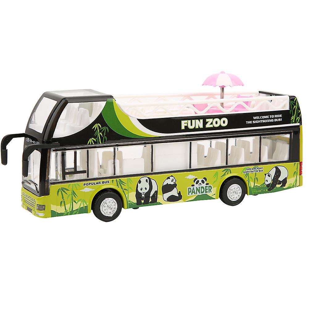Alloy Double-Decker Sightseeing Bus Children's Sound And Light Travel Toy Bus Model (Green)