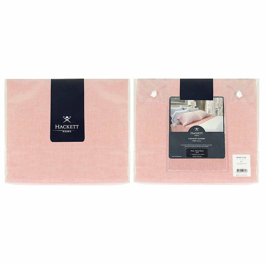 Hackett Home Pinpoint Oxford Red Cotton Solid Fitted Sheet King H PP FIT RED KNG