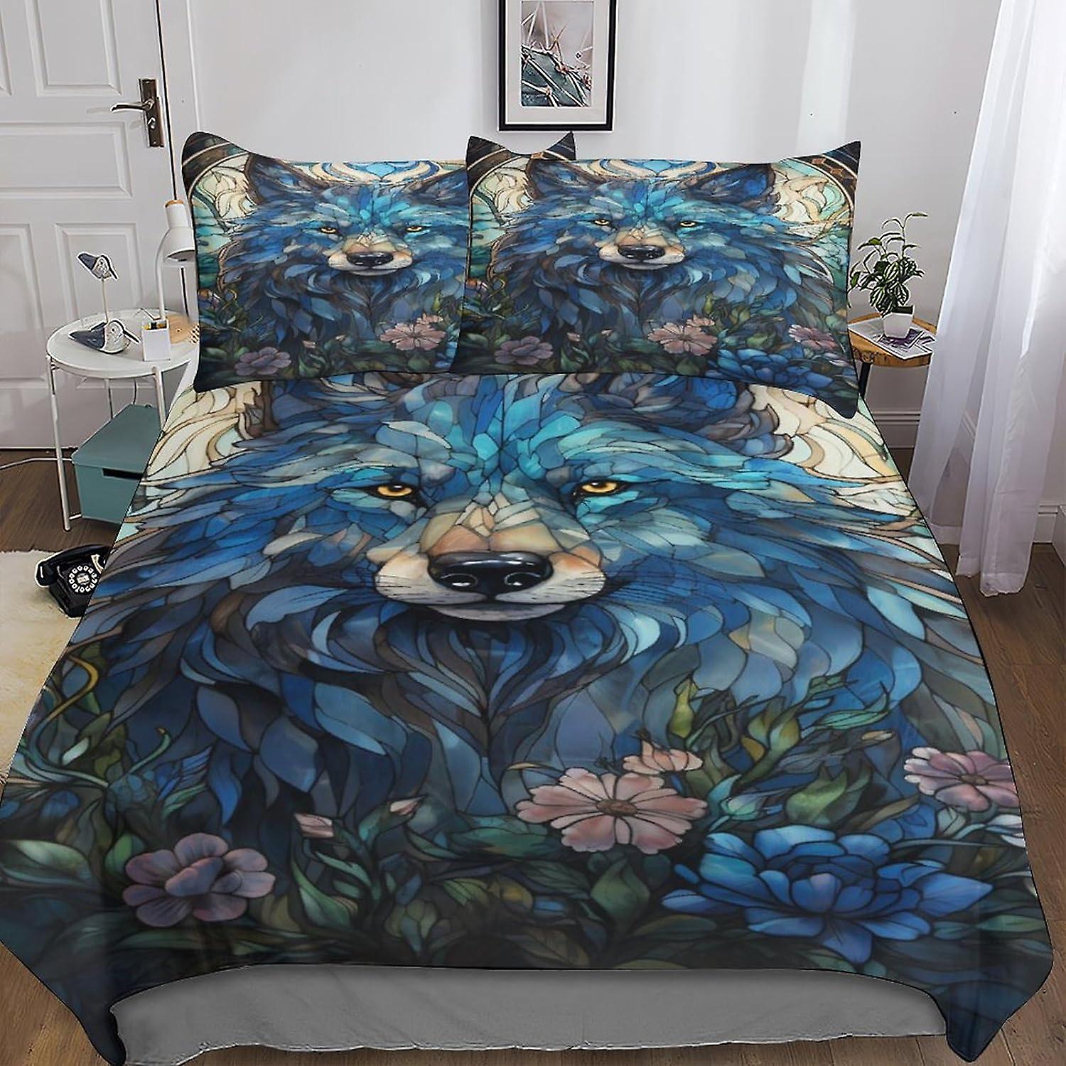 VCLUST fox Bedding Set 3D Duvet Cover Set Soft Microfiber Colorful Style Quilt Cover with Pillowcases, Comforter Cover 3 Piece Set