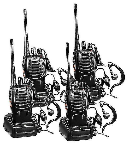 2 Pair Rechargeable Long Range Two-way Radios With Earpiece Uhf 400-470mhz Walkie Talkies Li-ion Bat