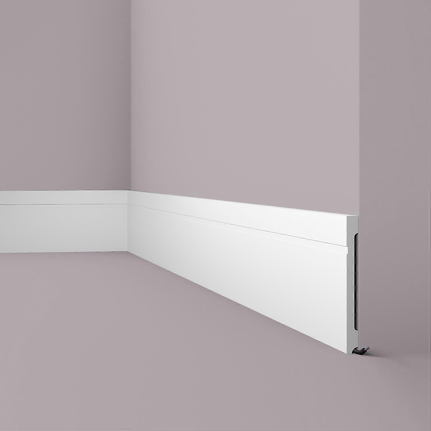 NMC 1 x Skirting FD20 WALLSTYL 200 cm x 1,8 cm x 20 cm white Extruded polystyrene (HDPS) pre-primed lightweight, dimensionally stable, shockproof with