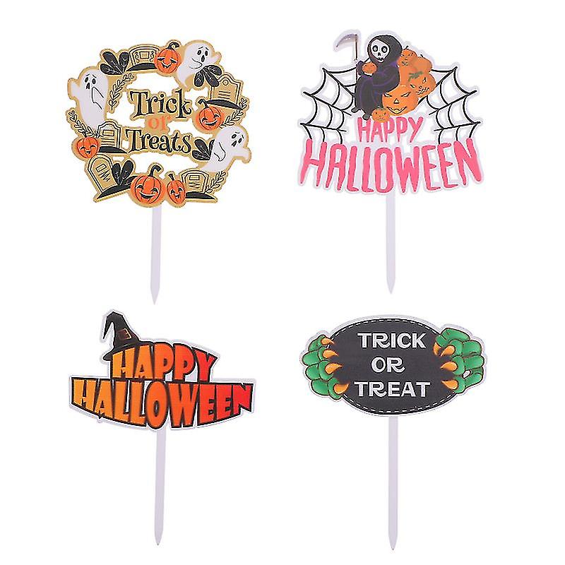4pcs Halloween Cake Toppers For Halloween Decor