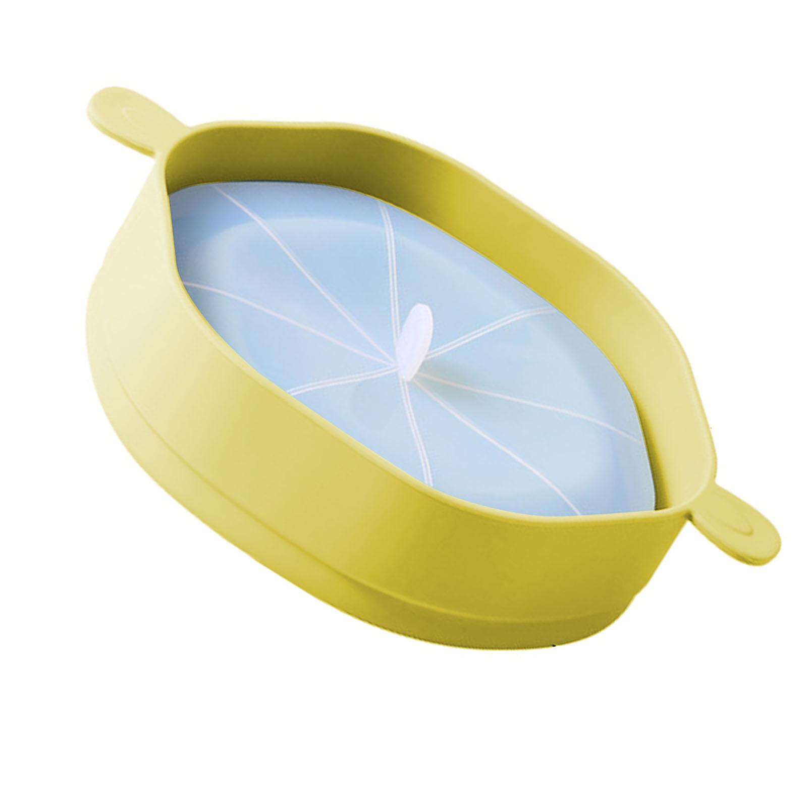 Silicone Popcorn Bucket with Handle Foldable Large Capacity Heat Resistant Microwave Popcorn Maker Yellow 