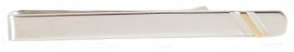David Van Hagen 9ct Gold Stripe Tie Slide - Silver/Gold