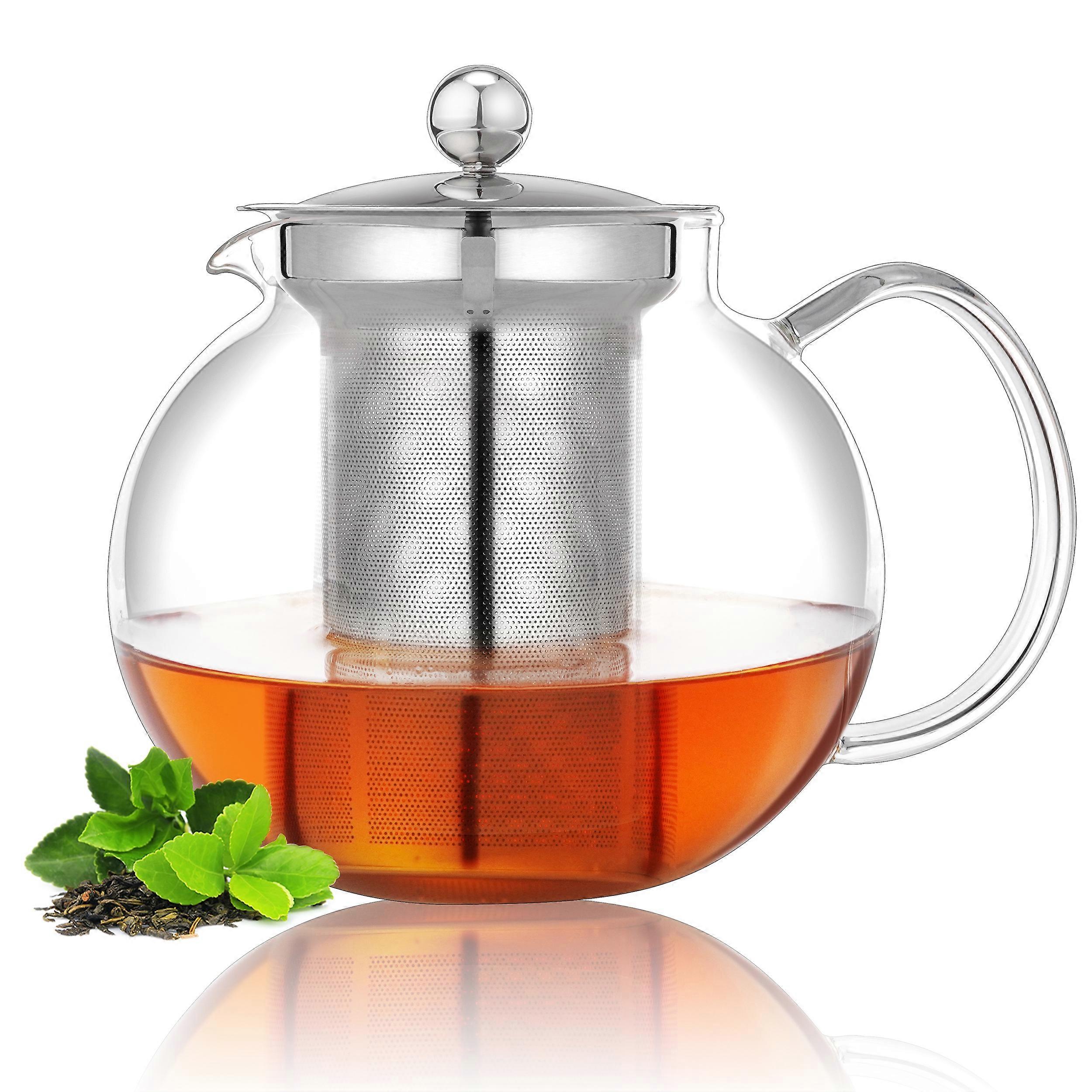 Microwave Safe Glass Teapot With Removable Stainless Steel Infuser For Loose Leaf Tea Blooming - Perfect For Festivals And Birthdays