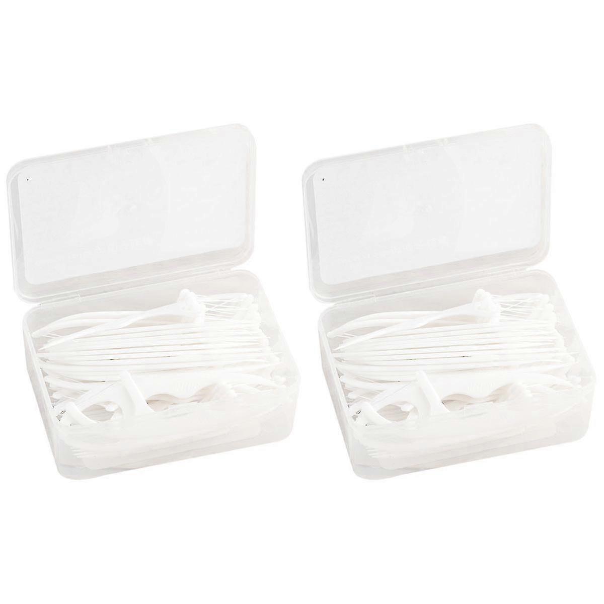 2pcs Portable Teeth Floss Pick Jetable Plastique Floss Stick Cleaning Tools Oral Care Cleaner Flossers Toothpick Line (boîte Emballage)