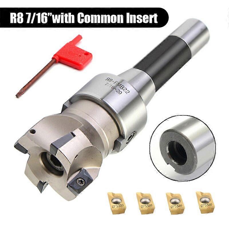 1Set 90 Degree R8 FMB22 Straight Shank Arbor Face End Mill Cutter +4Pcs APMT1604 Carbide Inserts + 400R 50mm Cutter Turning Tool