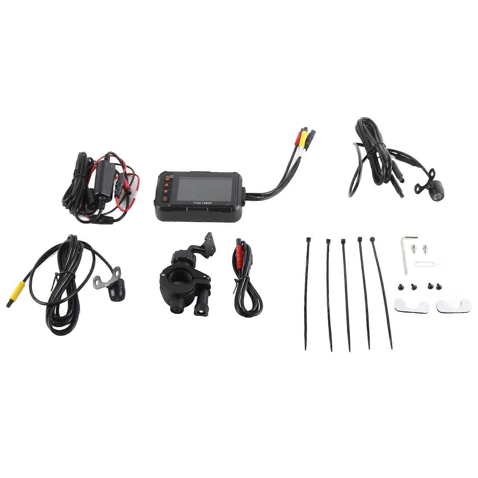 3in Motorcycle Dash Cam 1080P Front Rear Video Driving Recorder Loop Recording G Sensor Parking Monitoring Waterproof Action Camera