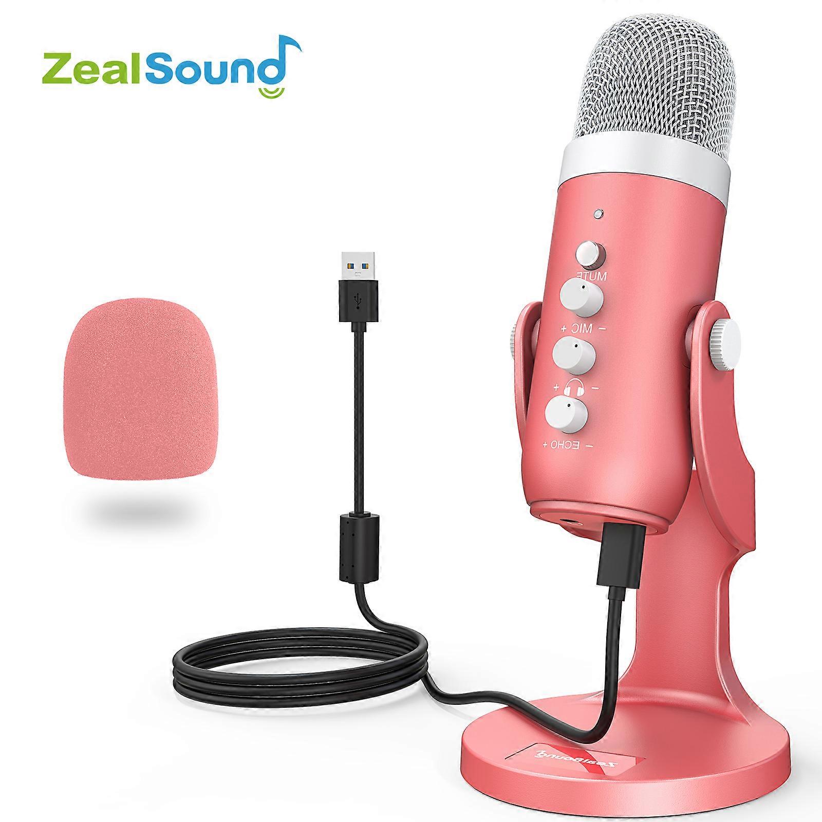 Zealsound Usb Microphone Condenser Computer Mic,gamer Recording Microphones For Pc Ps4 Ps5 With Headphone Output 360 Rotating