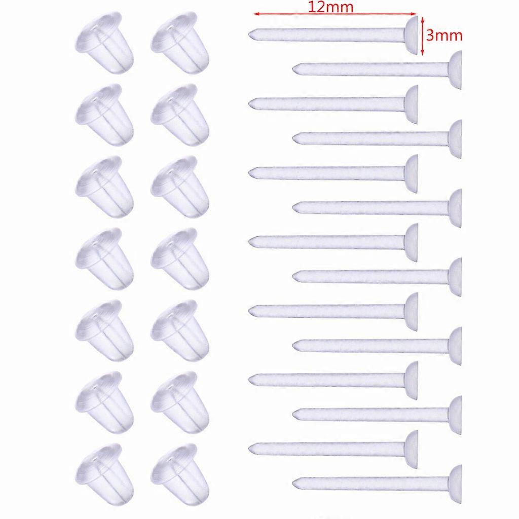 Creative 100 Set Clear Earrings Plastic Post Earrings Silicone Earring Backs