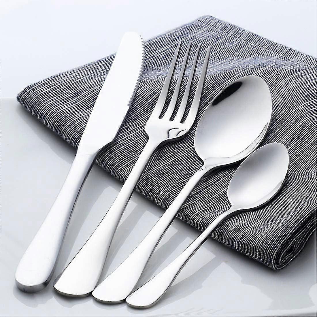 Cubertería Cultery Juego de cubiertos en acero inoxidable 18/10 con cuchillo, tenedor, cucharada y cucharadita, Acero inoxidable