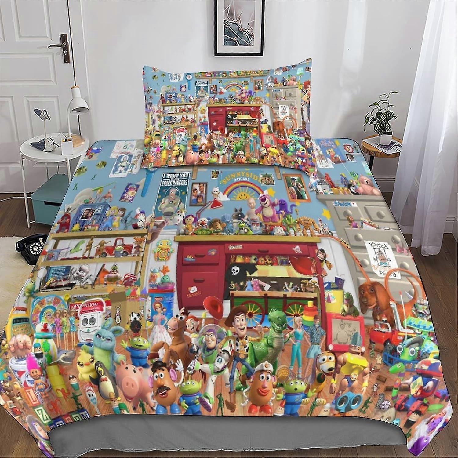 Toy Story Bedding Set - Duvet Cover - 3D Print - Microfiber with Pillowcase - for Children/Boys and Girls with Zipper Closure 2 Pcs Single