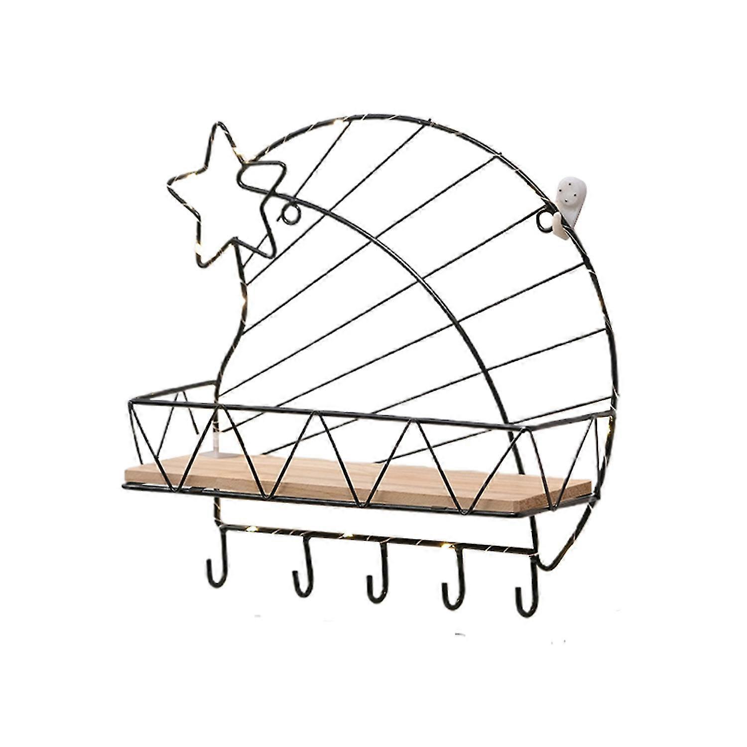 Decorative Storage Rack Punch Free Iron Large Capacity Exquisite Storage Shelf Holder for Daily Use