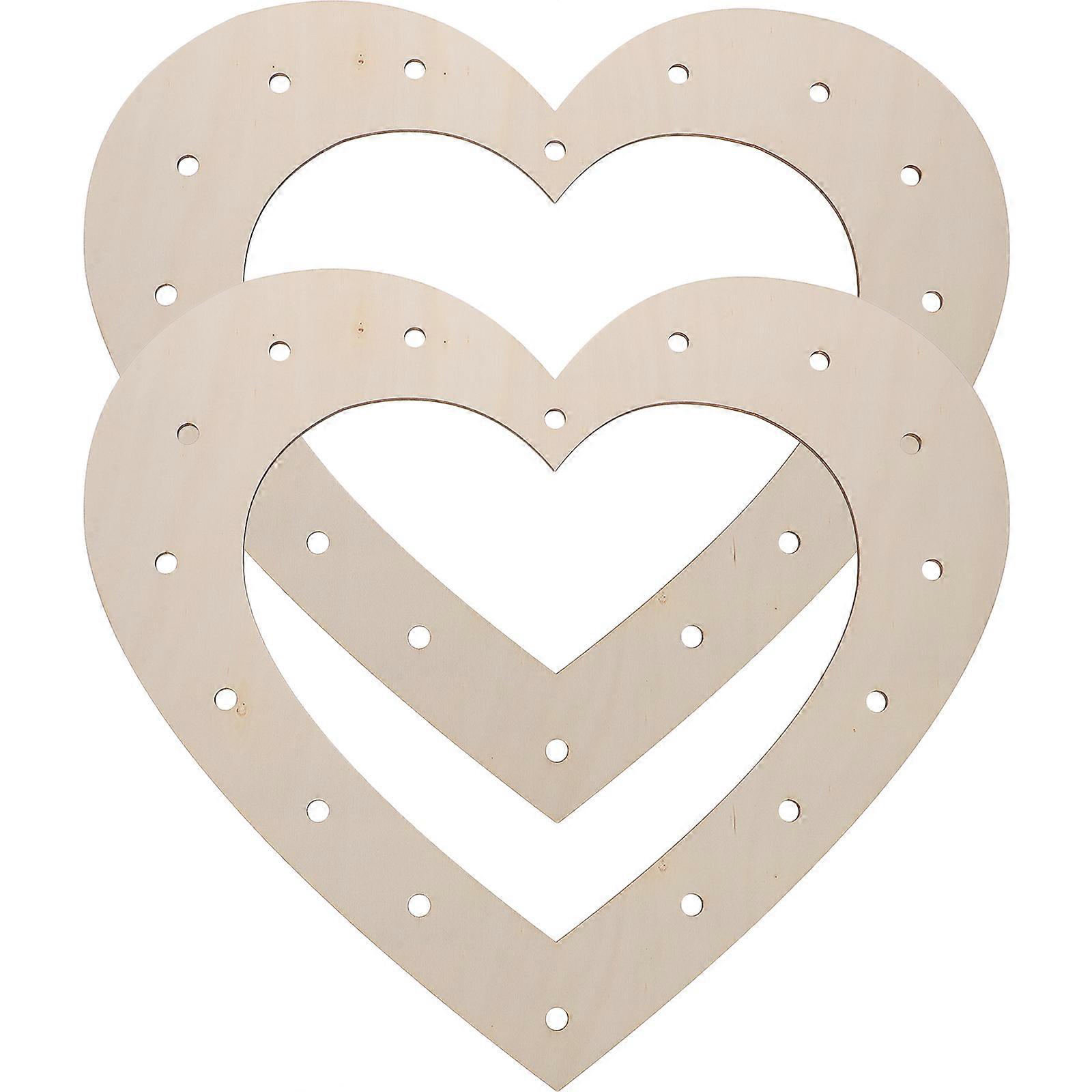 2pcs Heart Shaped Wooden Wreath Frame Floral Wreath Forms for DIY Crafts