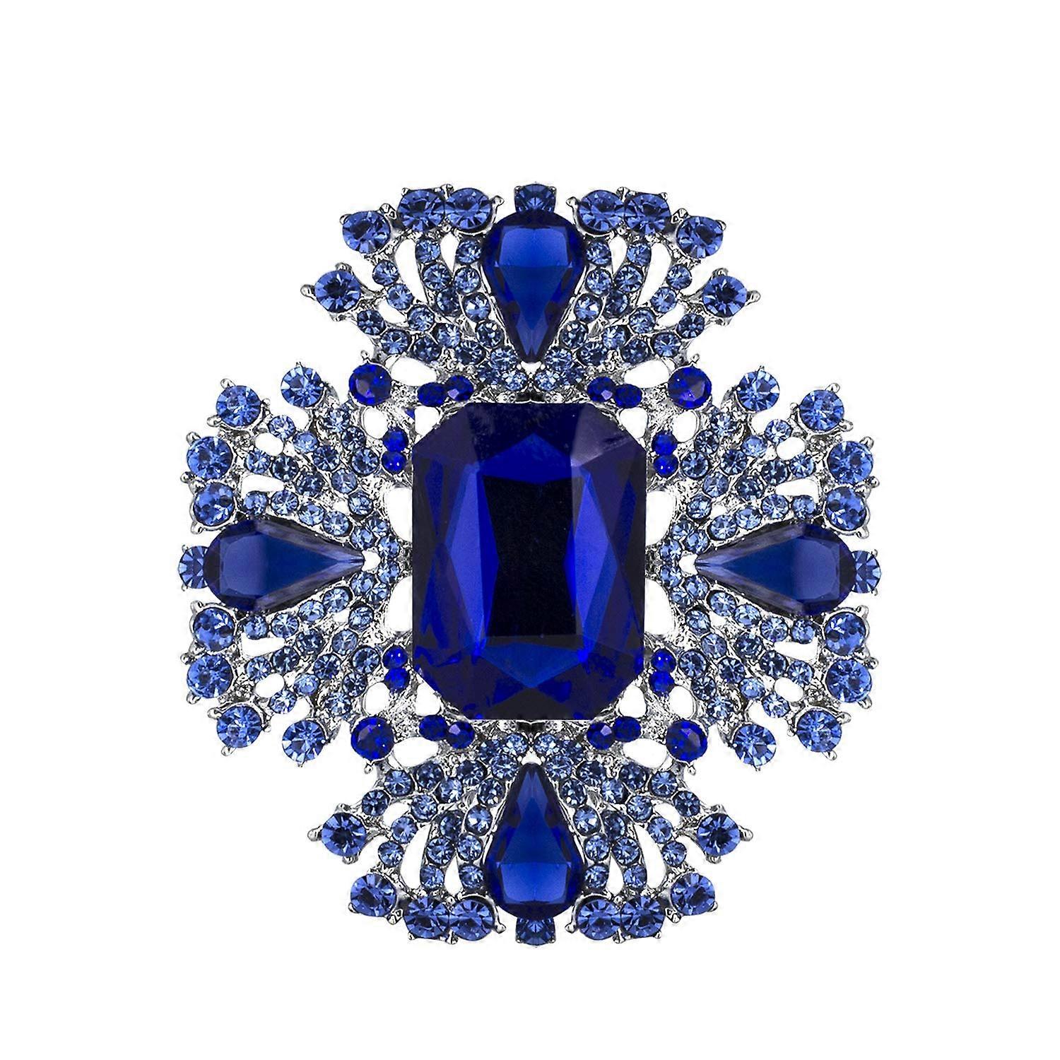 خمر الأزرق النمساوي كريستال حجر الراين بروش دبوس مجوهرات أنيقة للنساء الفتيات