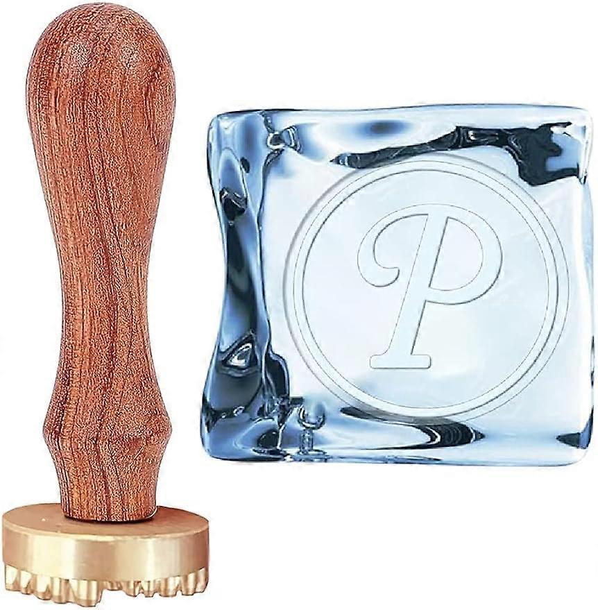 Ice Stamp Letter P Ice Cube Stamp Ice Branding Stamp with Removable Brass Head & Wood Handle Vintage 1.1" Ice Stamp