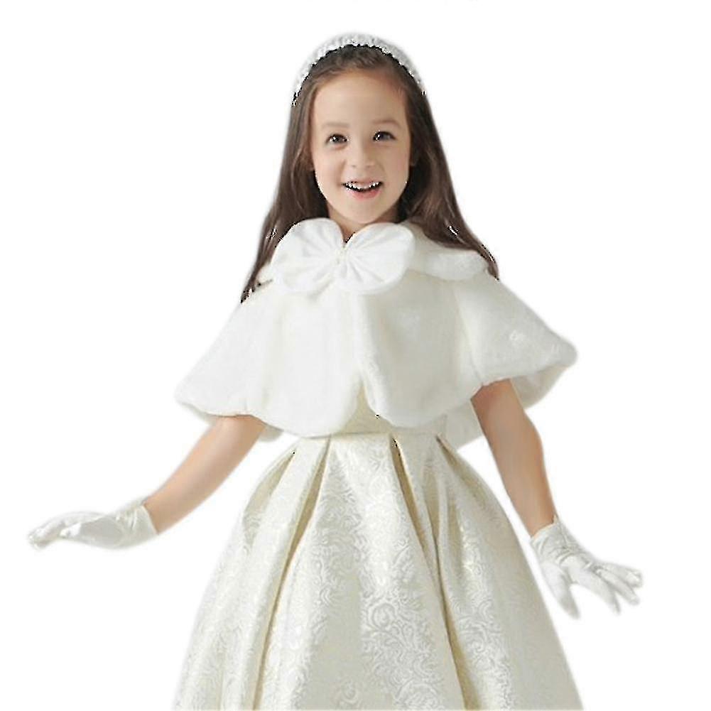 Flower Girls Faux Fur Shrug Bridesmaid Wedding Bolero Children Kids Cape Cover