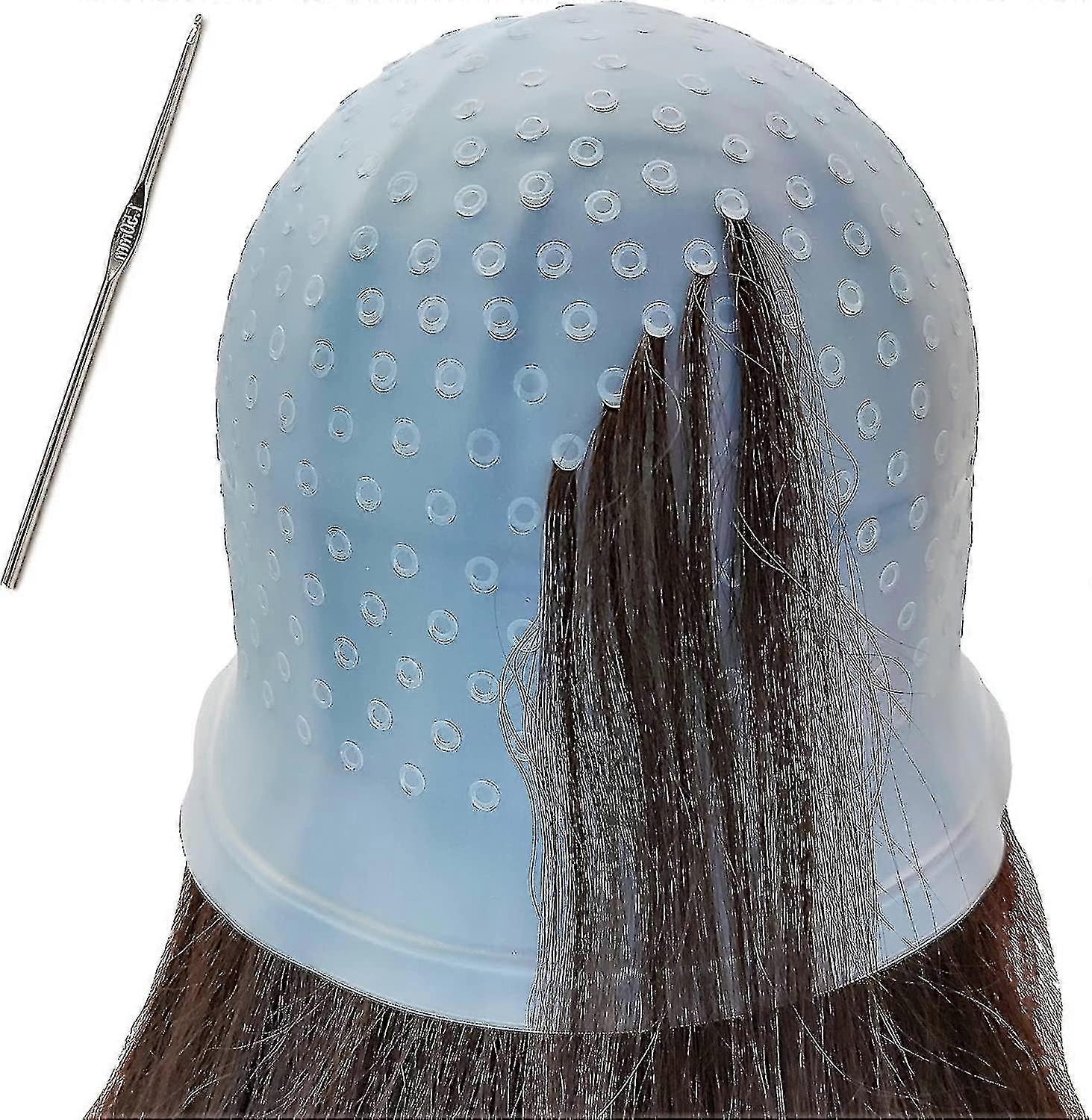 Silikon-Highlighting-Kappe, Highlighting-Kappe und Haken, Haarfärbekappe, Haar-Frosting-Kappe, Highlighting-Frosting-Kappe